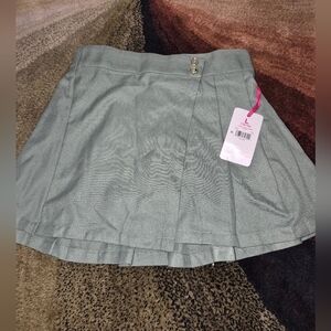 Light Green Pleated Mini Skort - Girls